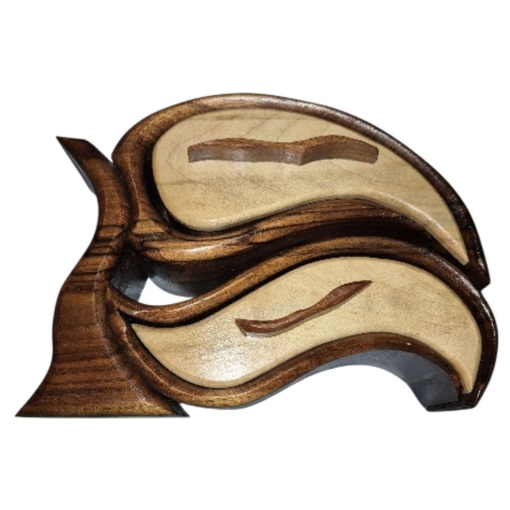 Handcrafted Walnut & Birch Two Tone Wooden Bandsaw Keepsake Jewelry Box
